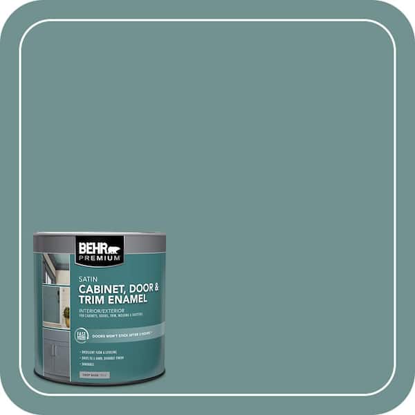 BEHR PREMIUM 1 qt. #ECC-60-3 Pool Tide Satin Enamel Interior/Exterior Cabinet, Door & Trim Paint (2)