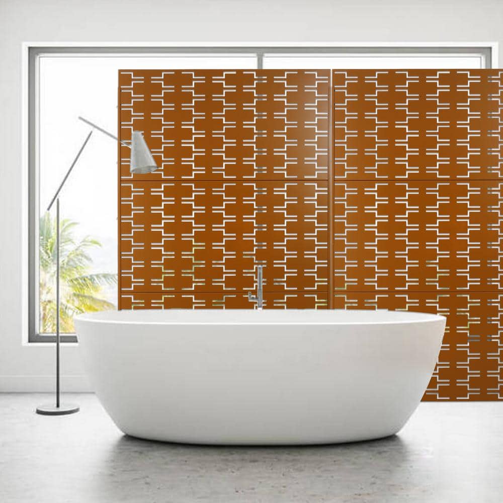 Zeus & Ruta 76 in. H Brown Metal Outdoor and Indoor Freestanding Privacy Screens for Deck, Balcony, Patio, Outside, Lawn and Garden (3)