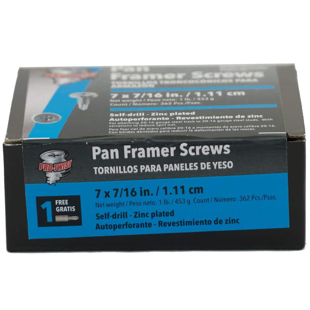 Pro-Twist #7 x 7/16 in. #2 Phillips Pan Head Fine Thread Self-Drilling Screws 1 lb. Box