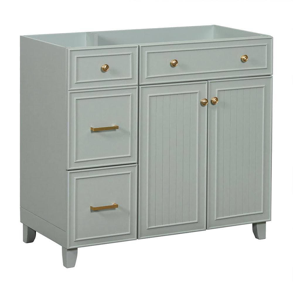 Adrinfly 36 in. W x 17.87 in. D x 33.31 in. H Bath Vanity Cabinet without Top in Green w/2-Drawers 1 Adjustable Shelf and 2-Doors (2)
