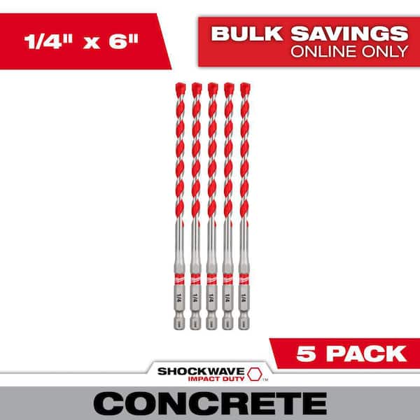 Milwaukee 1/4 in. SHOCKWAVE Carbide Hammer Drill Bits (5-Pack) (2)