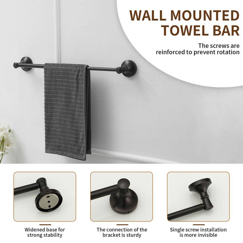BWE 16.5 in. 28.7 in. Wall Mounted Retractable Towel Bar Rod SUS304 Stainless Steel Towel Rack (2)