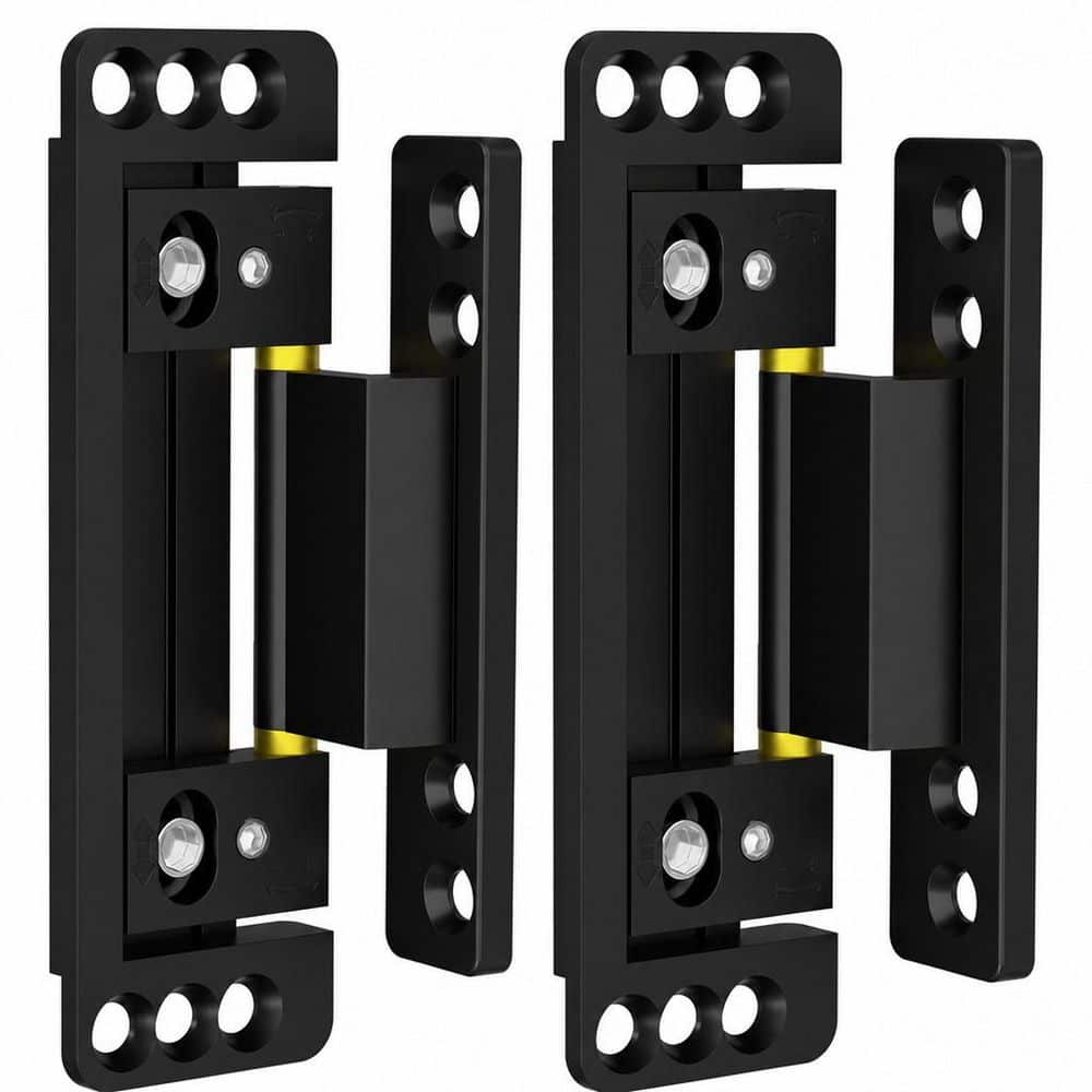 Numhew 2 Pack Black Hidden Door Hinges Ultra, Thin Hidden Hinge for Secret Door Invisible Hinges Silent Hidden Door Hinge (1)