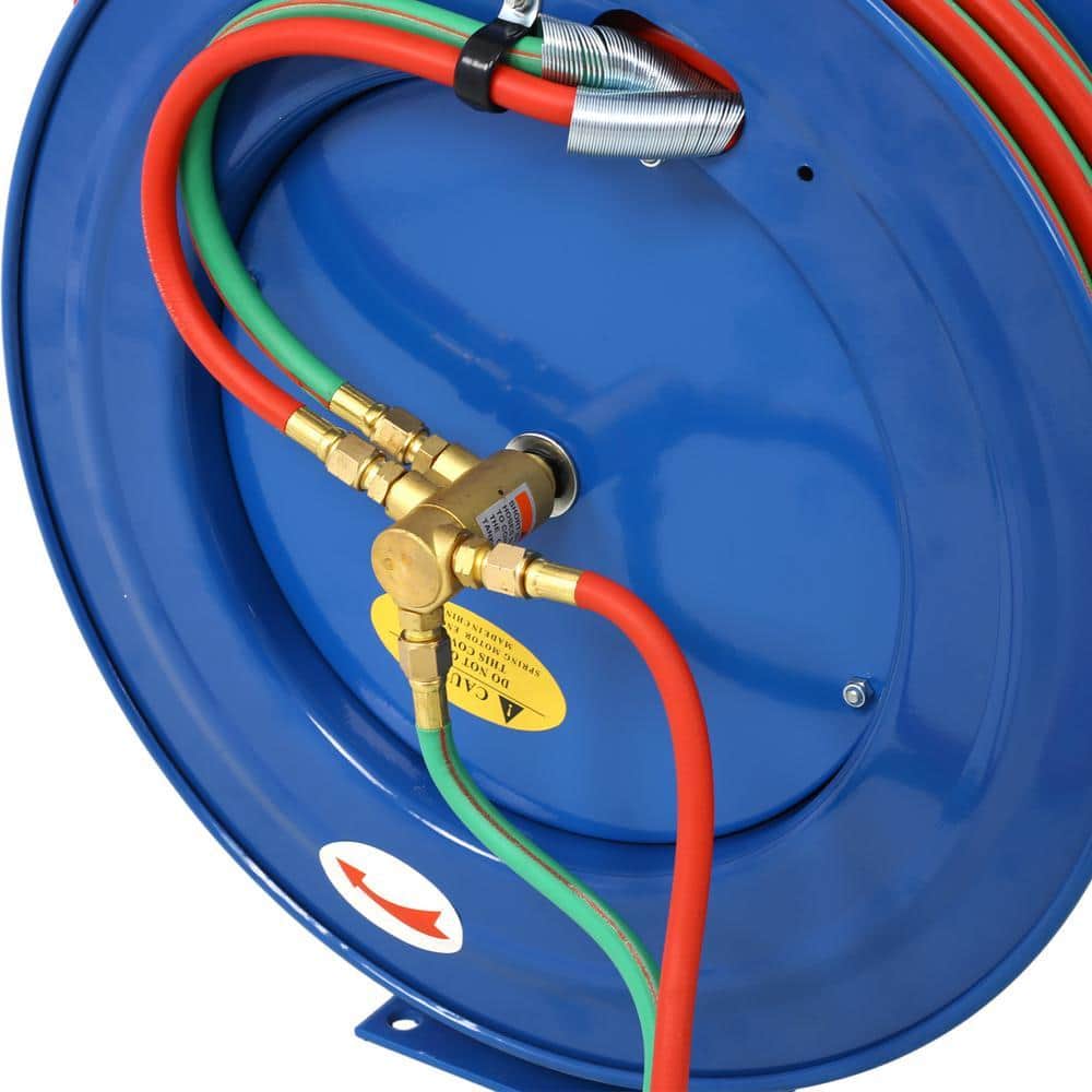 Kahomvis Welding Hose Reel Retractable 1/4 in. x 100 ft. Twin Oxygen Acetylene Rubber Hose (3)