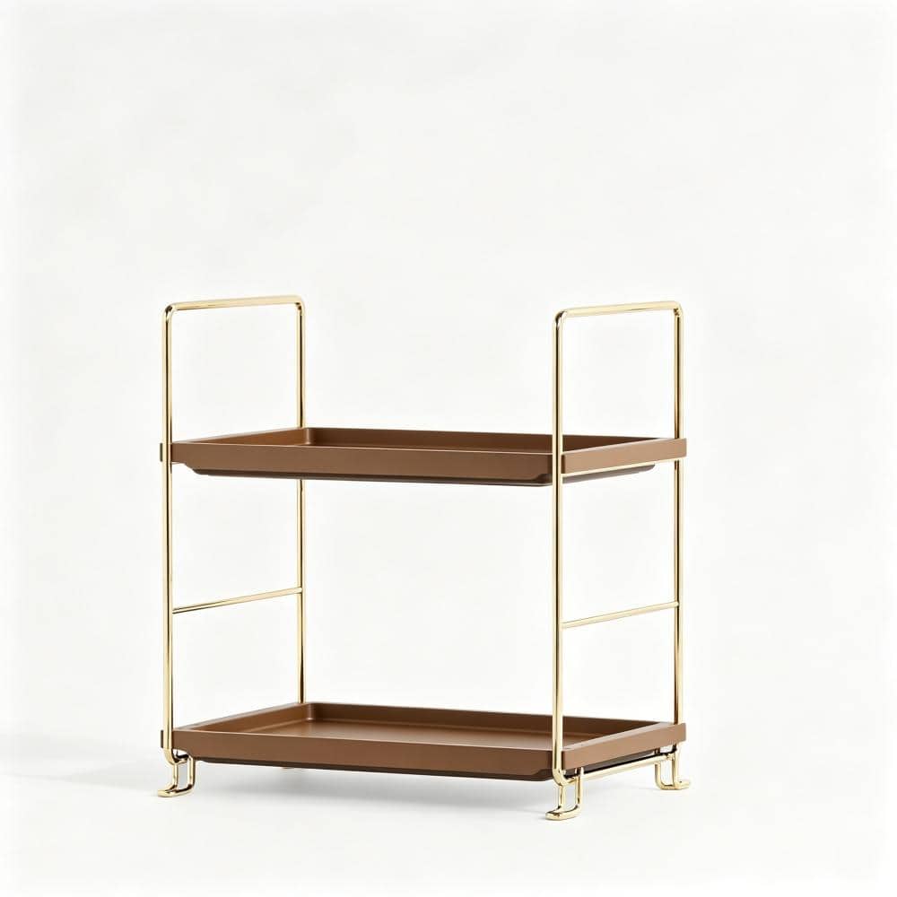 Whatseaso 9.9 in. W x 11 in H x 6.7 in. D Plastic in Brown Over The Toilet Storage 2-Tier Bathroom Counter Organizer (1)