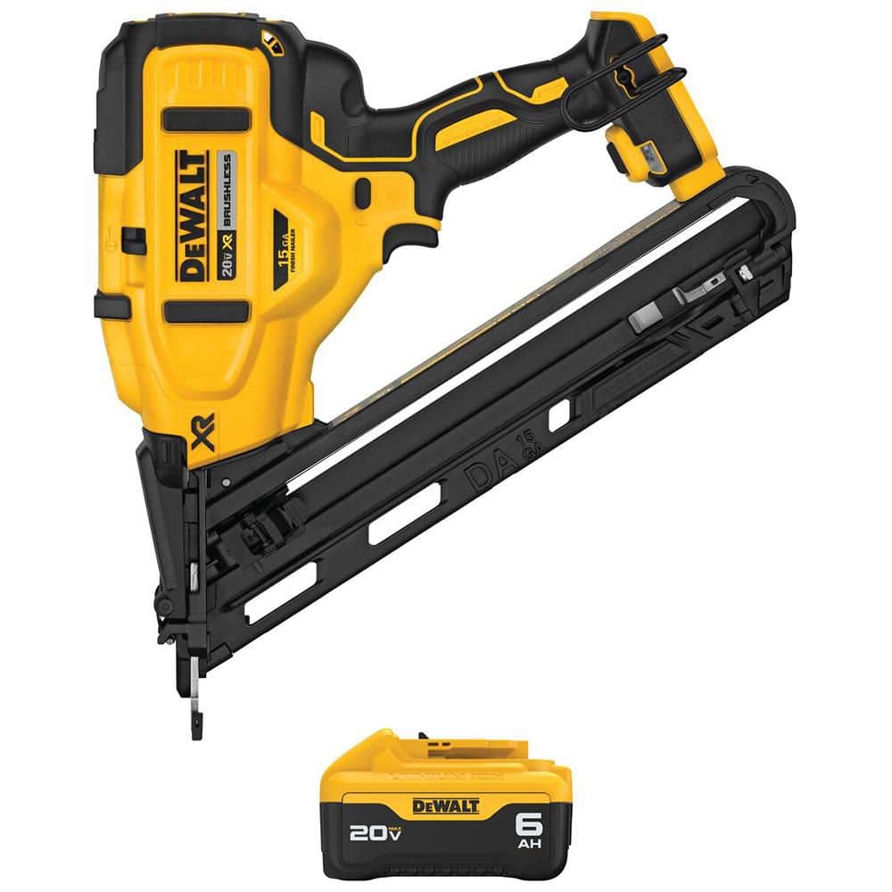 DEWALT 20V MAX XR Lithium-Ion Cordless 15-Gauge Angled Finish Nailer with 20V MAX Lithium-Ion 6. 0Ah Battery (1)