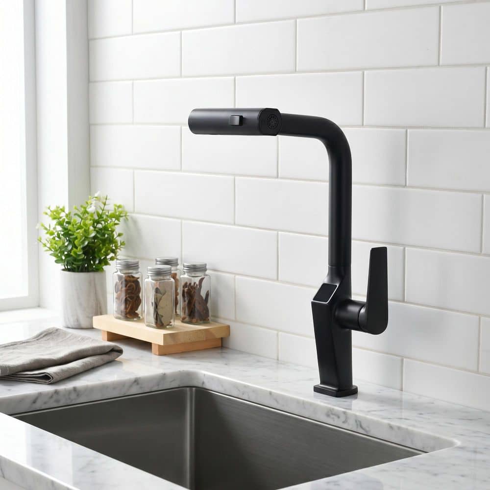 BEARSOLIM 1-Piece Bath Accessory Set Touchless Kitchen Faucet with LED Display Motion Sensor with Pull-Out Sprayer in Black (2)