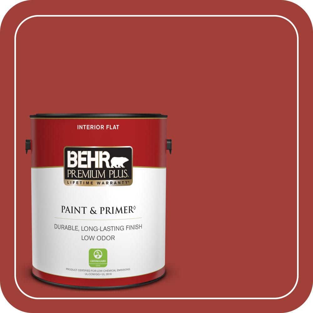 BEHR PREMIUM PLUS 1 gal. #PPU2-16 Fire Cracker Flat Low Odor Interior Paint & Primer (1)