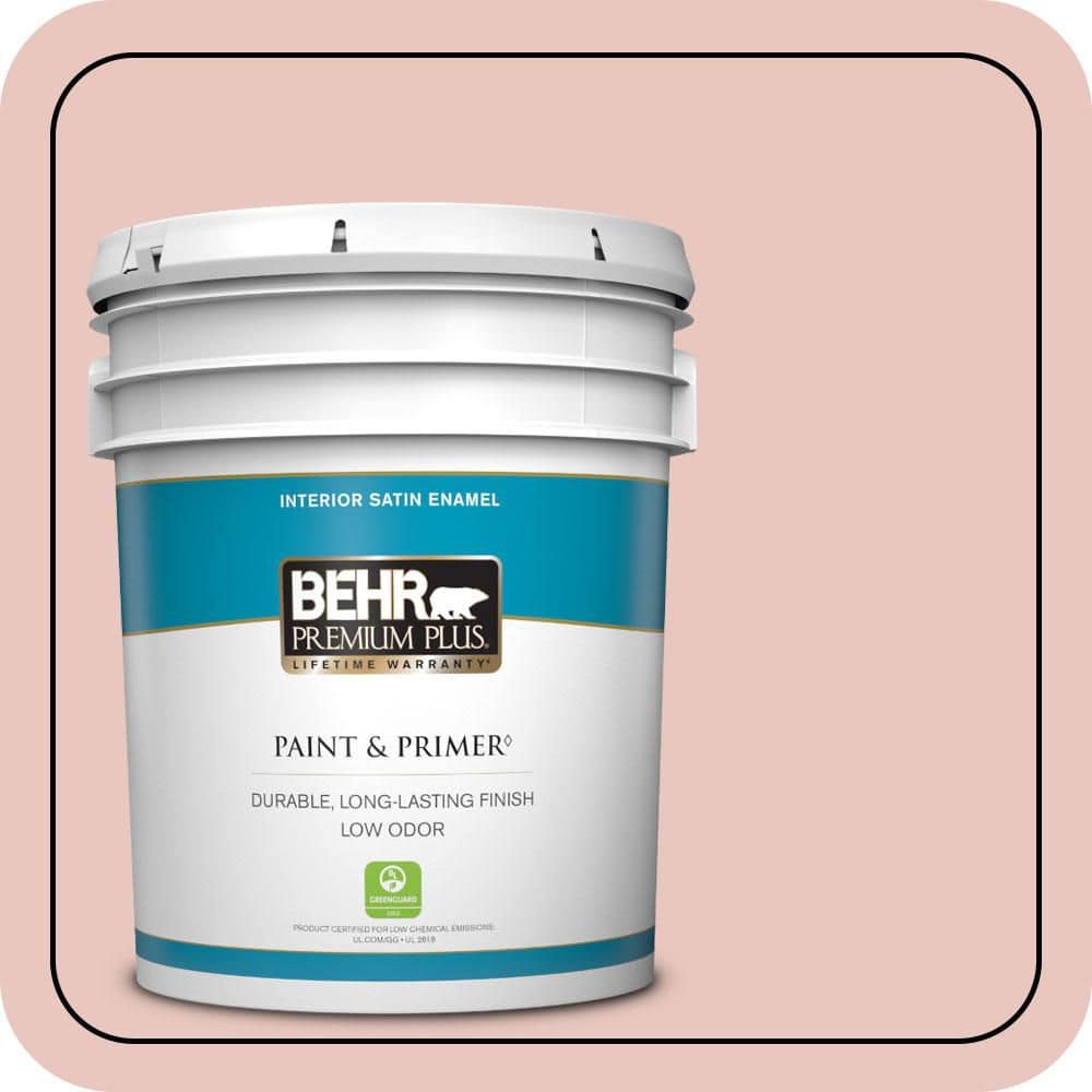 BEHR PREMIUM PLUS 5 gal. #S160-1 Iced Cherry Satin Enamel Low Odor Interior Paint & Primer