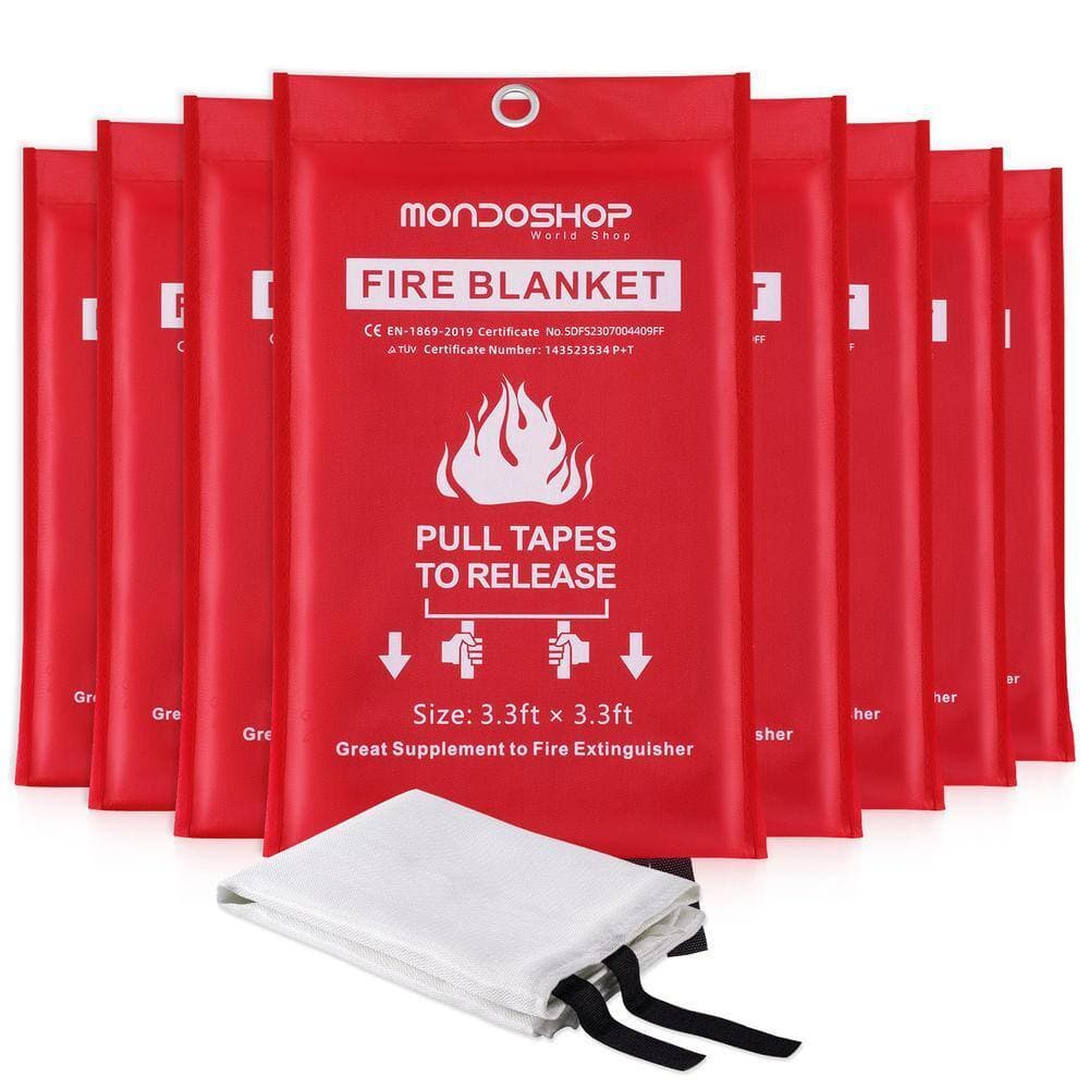 Angel Sar 8-Pack Fireproof Blanket for Home Kitchen Emergency, Fire Suppression Blanket for Car, Fireplace, Camping, Picnic, Grill
