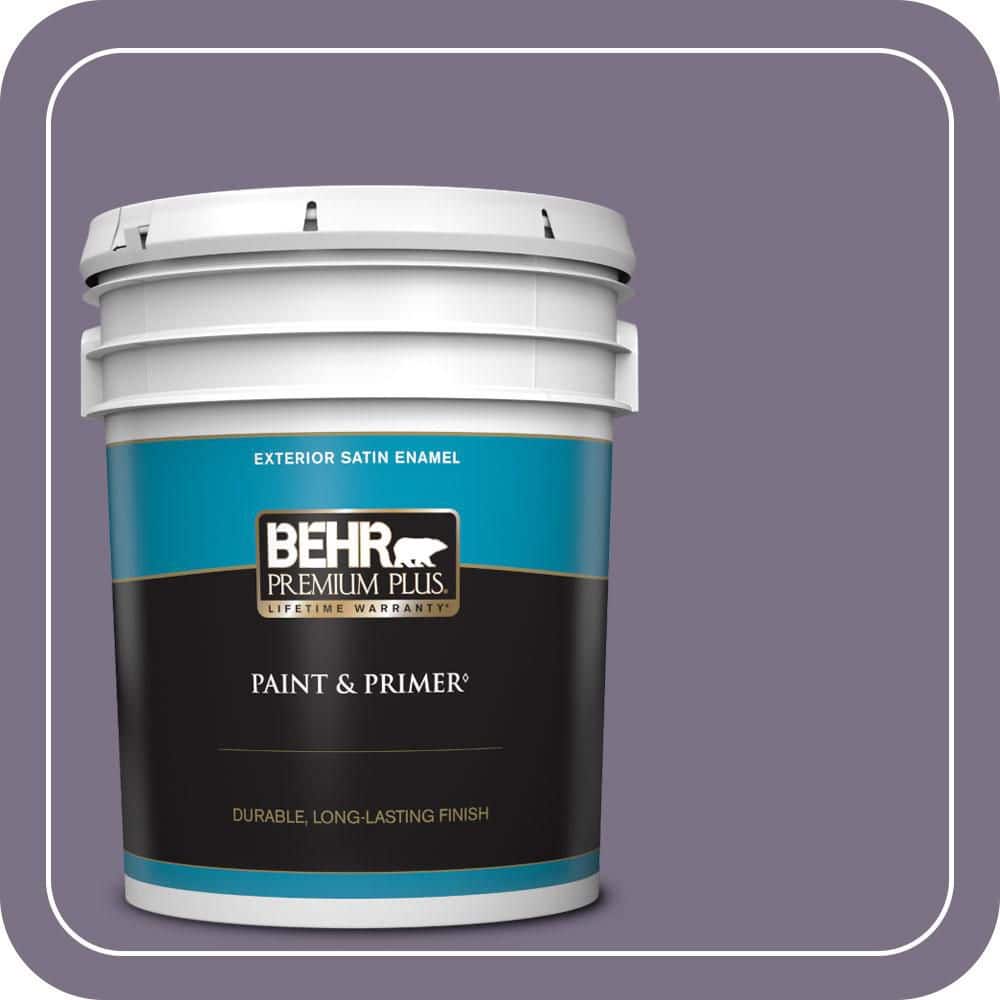 BEHR PREMIUM PLUS 5 gal. #660F-6 Peruvian Violet Satin Enamel Exterior Paint & Primer