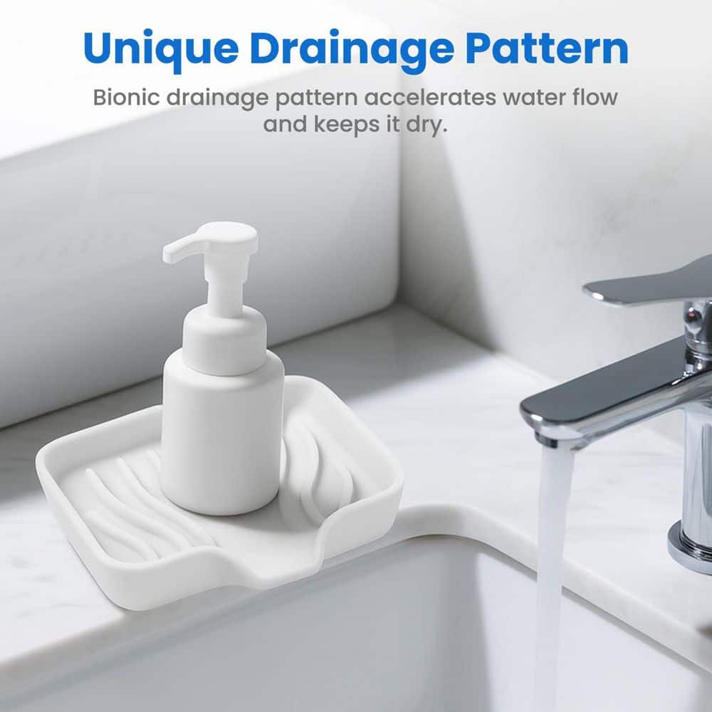 Unbranded 3 Pack Silicone Soap Dish with Drain Countertop Bar Soap Holder for Shower Bathroom Kitchen Sink (3)