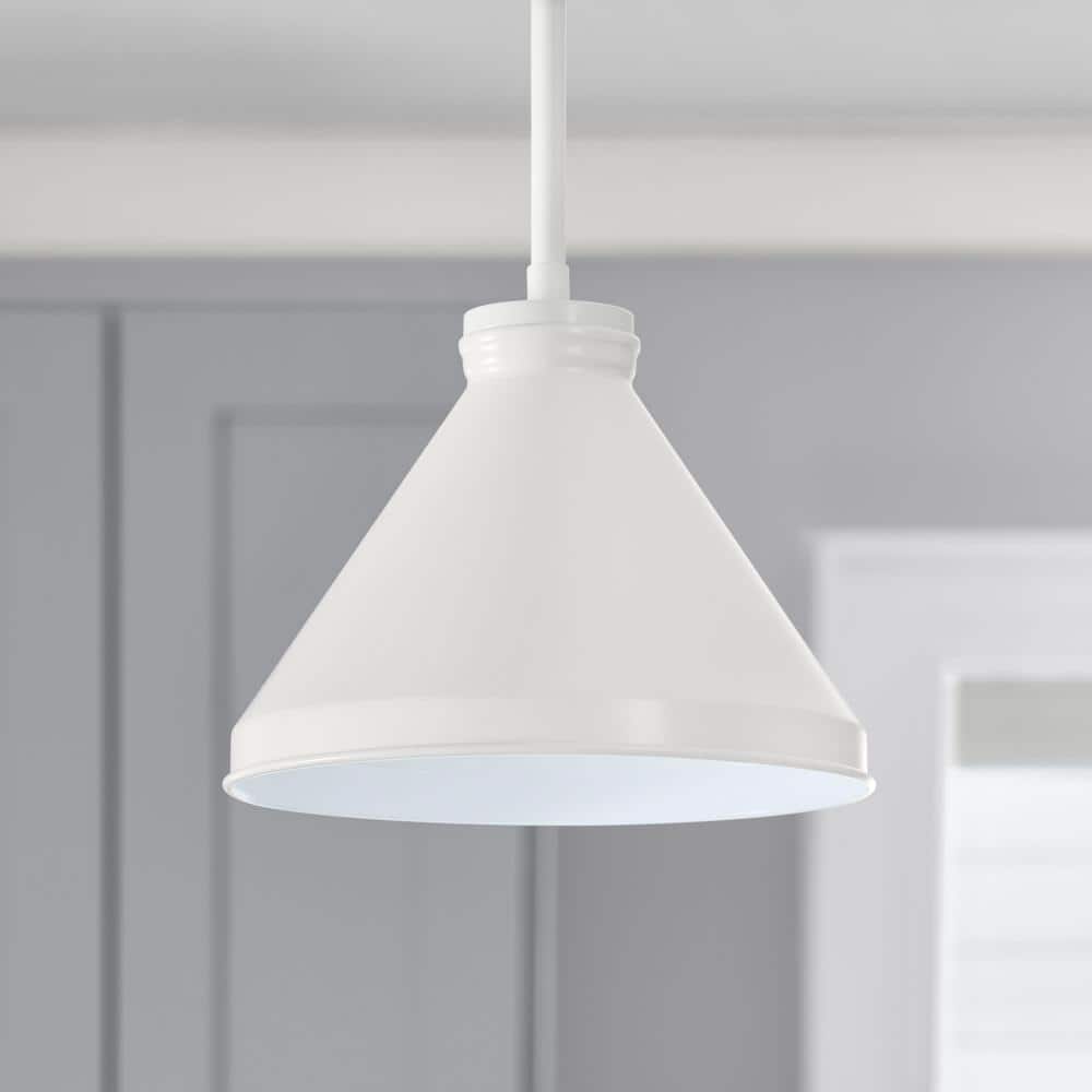 PRIVATE BRAND UNBRANDED 6 in. Matte White Metal Cone Shaped Replacement Pendant Shade with 2.25 in. Neckless Fitter (4)