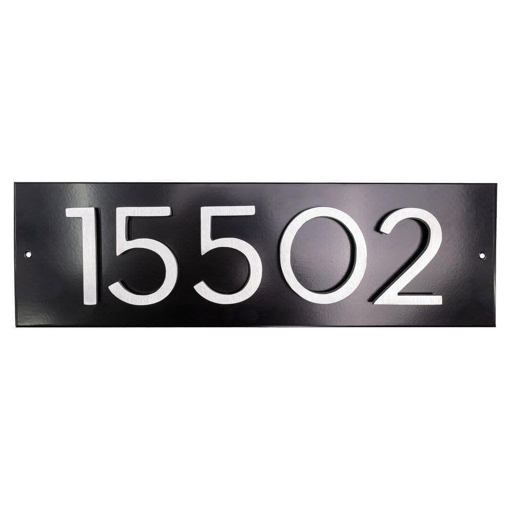 Montague Metal Products Horizontal Floating Modern Address Plaque (4 in. Numbers-5 Characters)-Black/Brushed Aluminum (1)