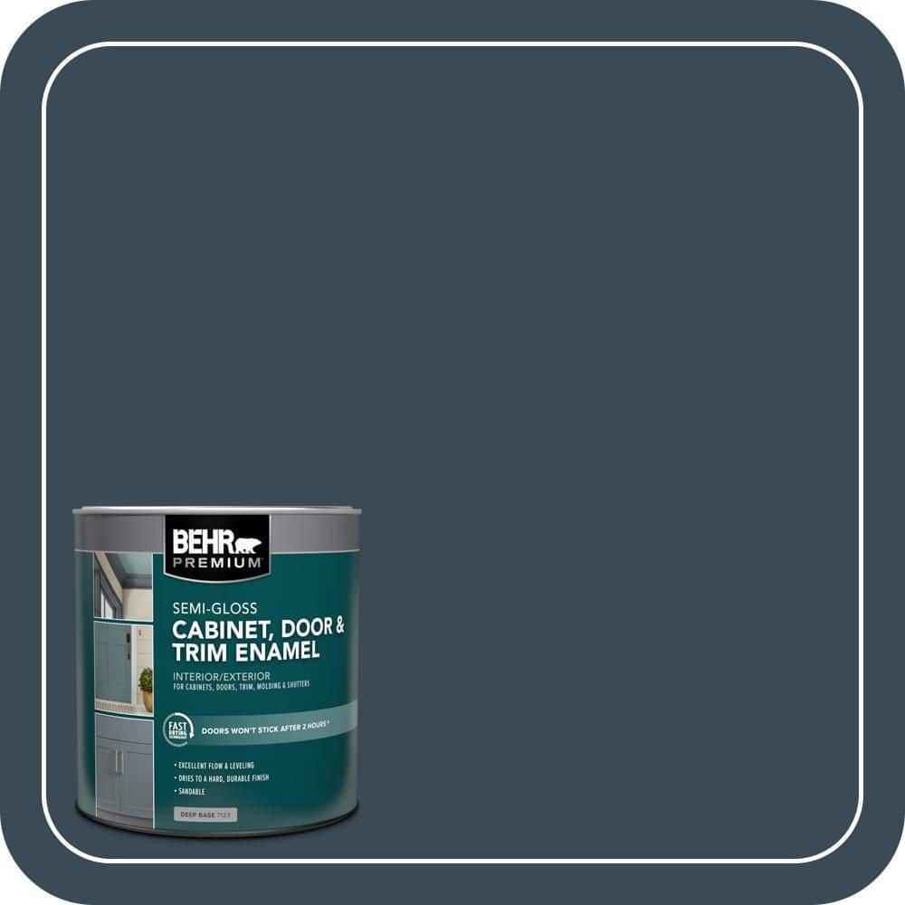 BEHR PREMIUM 1 qt. #BXC-26 New Navy Blue Semi-Gloss Enamel Interior/Exterior Cabinet, Door & Trim Paint