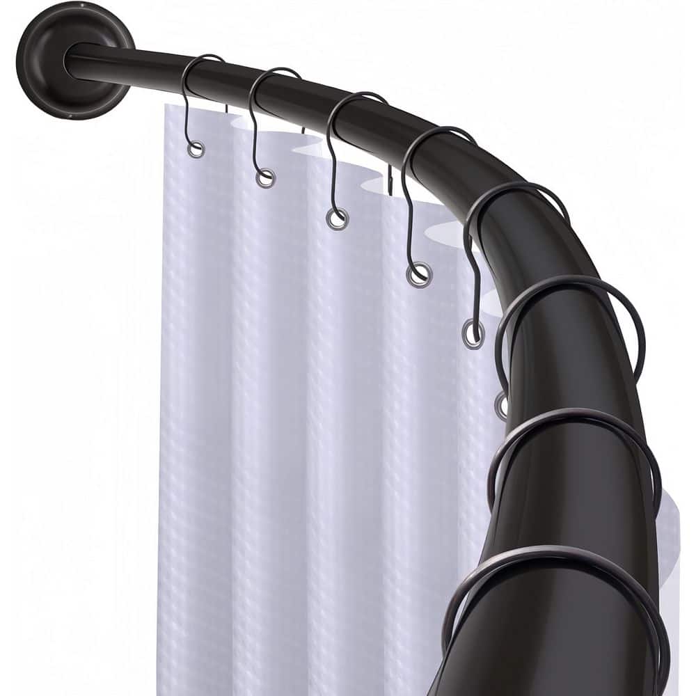 Utopia Alley 72 in. Rustproof Aluminum Curved Shower Curtain Rod, Adjustable 45 to 72 in., 8 in. Extra Shower Space, Matt Black