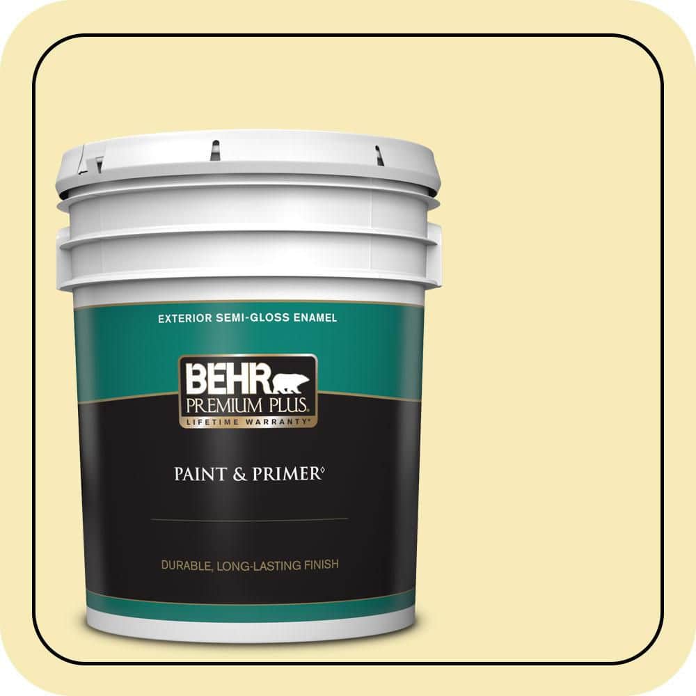 BEHR PREMIUM PLUS 5 gal. #P320-2 Lantern Light Semi-Gloss Enamel Exterior Paint & Primer