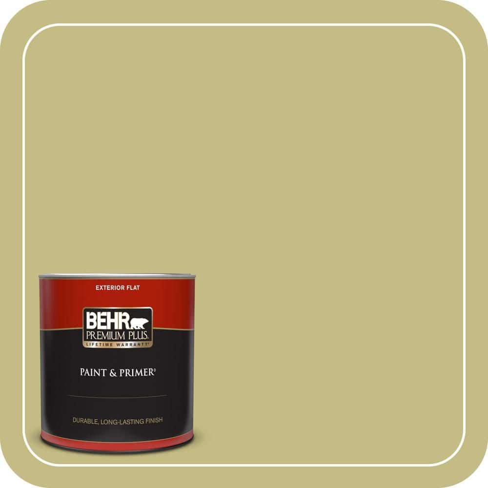 BEHR PREMIUM PLUS 1 qt. #T13-19 Gnome Green Flat Exterior Paint & Primer