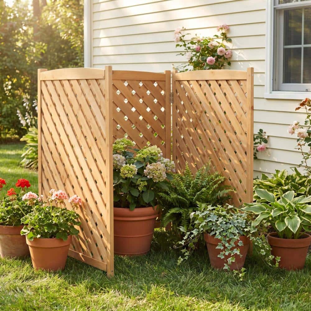 Runesay Air Conditioner Fence Screen Outside, Privacy Fence 3 Panels to Hide AC & Trash Enclosure (2)