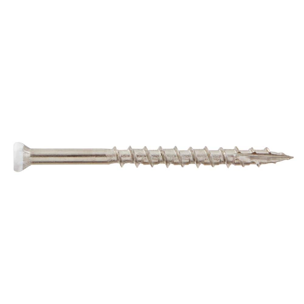 DECKMATE Marine Grade Stainless Steel #7 X 2-1/4 in.Wood Trim Screw (White Head) 1lb (Approximately 130 Pieces) (3)