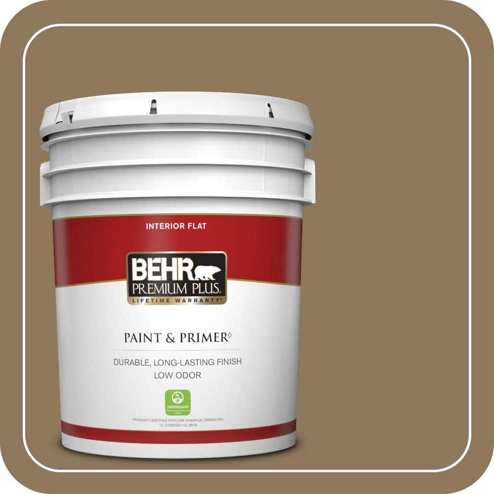 BEHR PREMIUM PLUS 5 gal. #N300-6 Archaeological Site Flat Low Odor Interior Paint & Primer