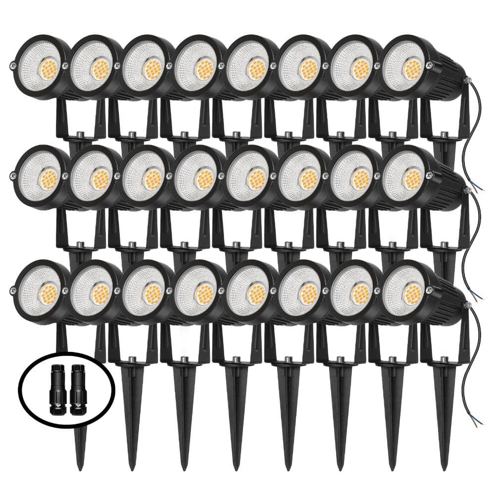 Unbranded 24 Pack Low Voltage Landscape Spotlights 7W 700LM 12V 24V 2700K Warm White IP65 Waterproof with Connector