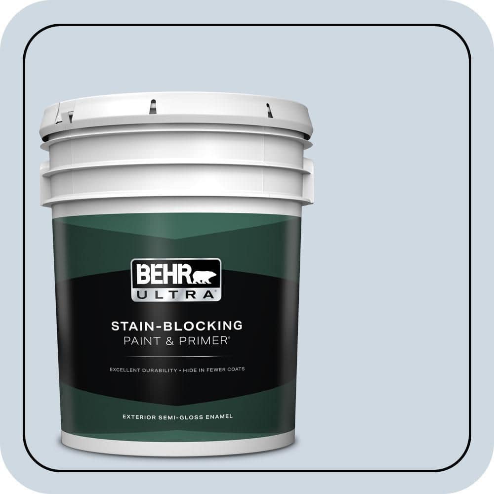 BEHR ULTRA 5 gal. #S520-1 Pale Cornflower Semi-Gloss Enamel Exterior Paint & Primer