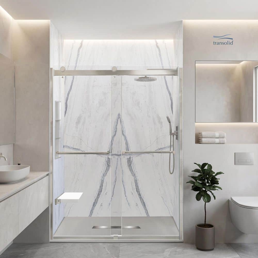Transolid Preston 20 in. W x 14 in. D Vinyl Flip-Up Shower Seat in White and Polished Chrome (3)
