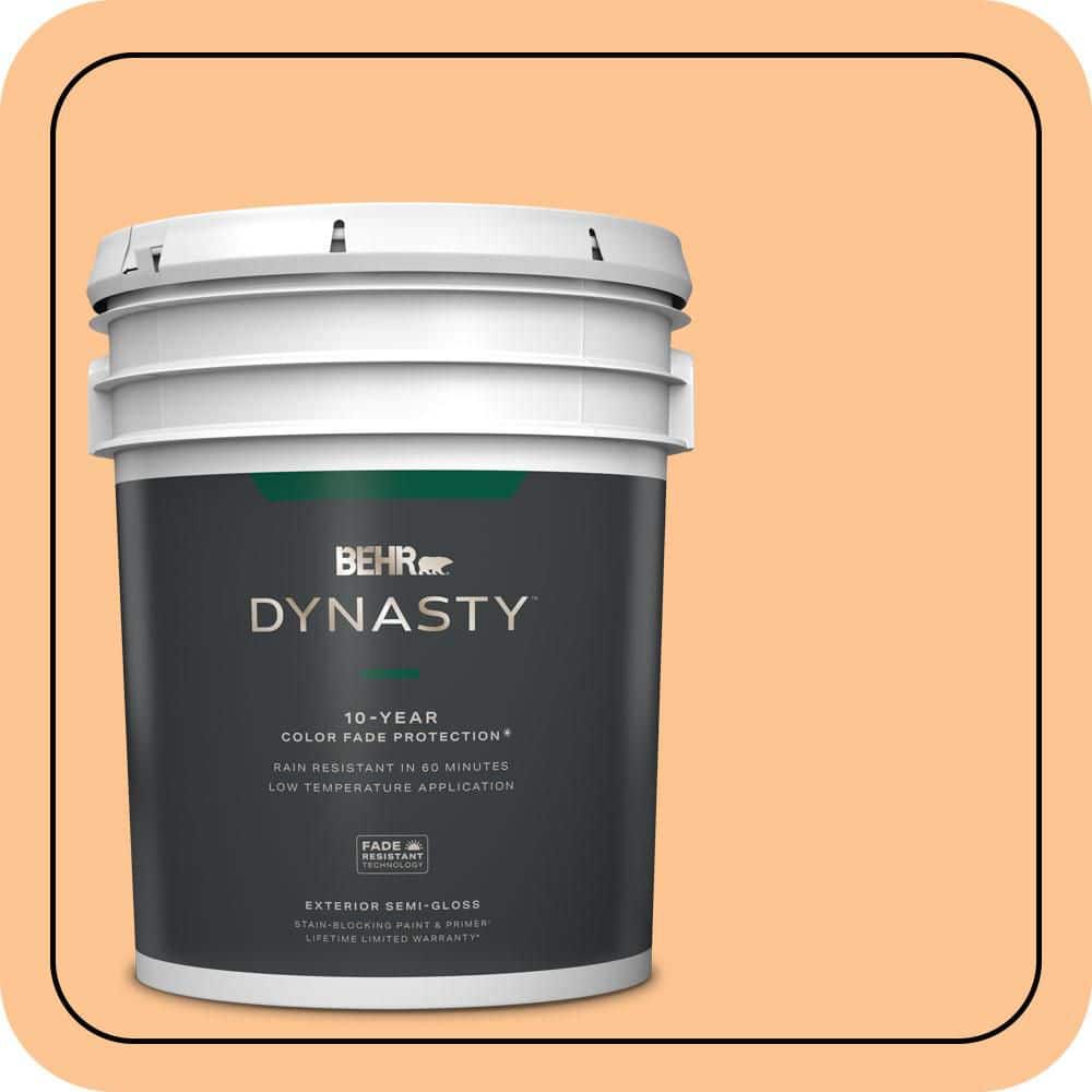BEHR DYNASTY 5 gal. #P220-4 Dainty Apricot Semi-Gloss Enamel Exterior Stain-Blocking Paint & Primer