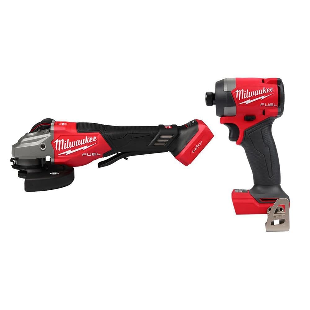 Milwaukee M18 FUEL ONE-KEY 18V Lithium-Ion Brushless Cordless 4-1/2 in./6 in. Variable Speed Braking Grinder w/ Impact Driver