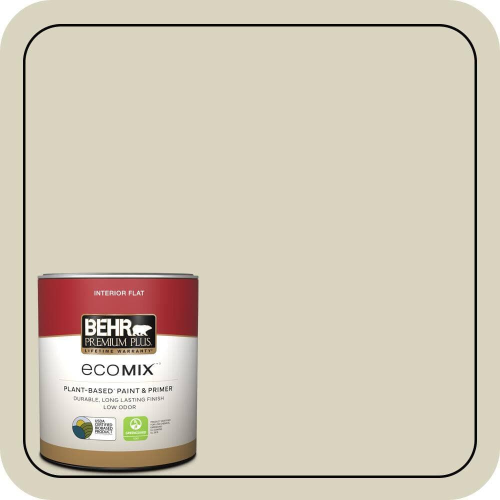 BEHR PREMIUM PLUS 1 qt. #PPL-79 Pale Lichen Flat EcoMix Plant-Based Interior Paint & Primer (1)