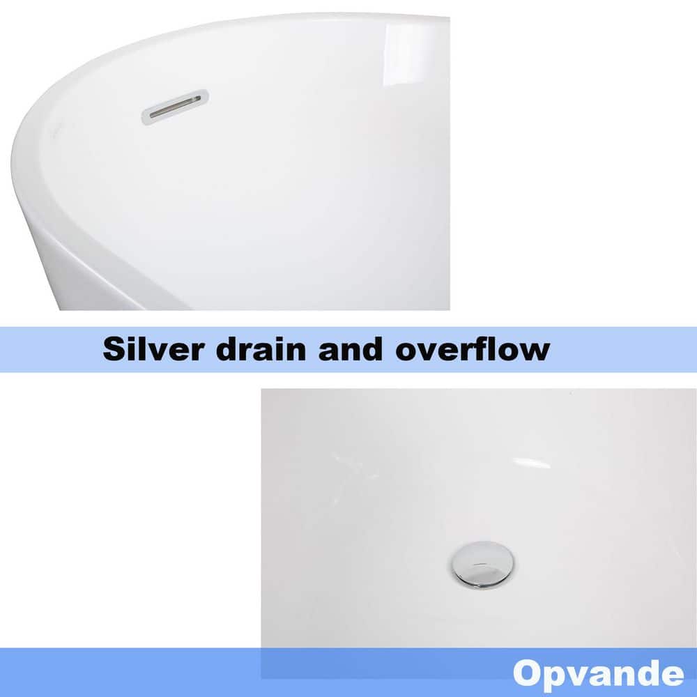 Opvande 31.5 in. Contemporary Soaking Tub Acrylic Freestanding Bathtub with Overflow and Drain (3)
