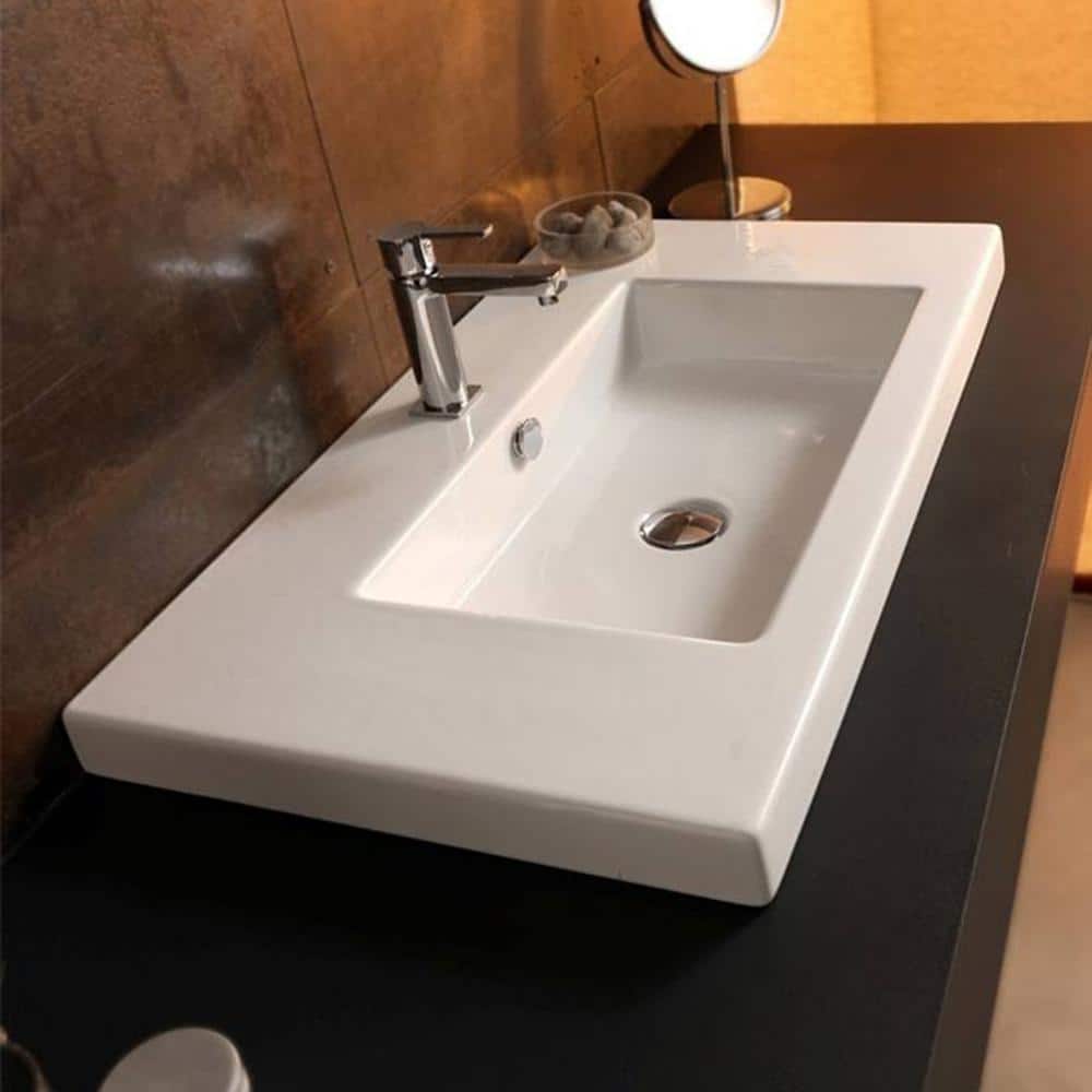 Nameeks Cangas Drop-In Ceramic Bathroom Sink in White (1)
