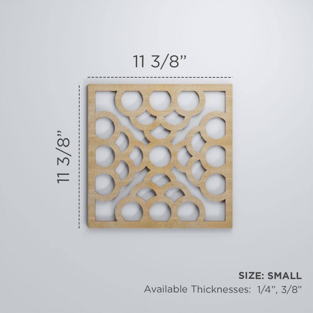Ekena Millwork 11-3/8" x 11-3/8" x 1/4" Small Harlingen Decorative Fretwork Wood Wall Panels (3)