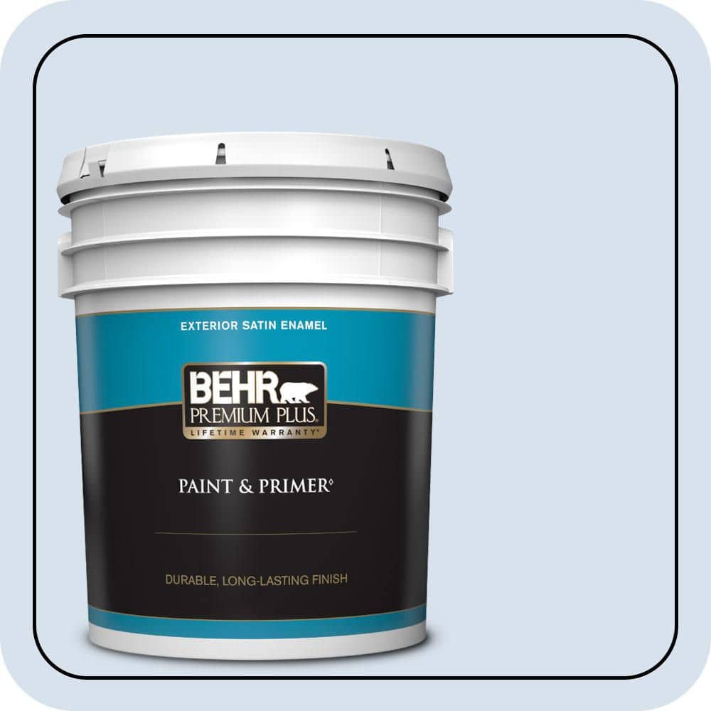 BEHR PREMIUM PLUS 5 gal. #580A-2 Icy Bay Satin Enamel Exterior Paint & Primer