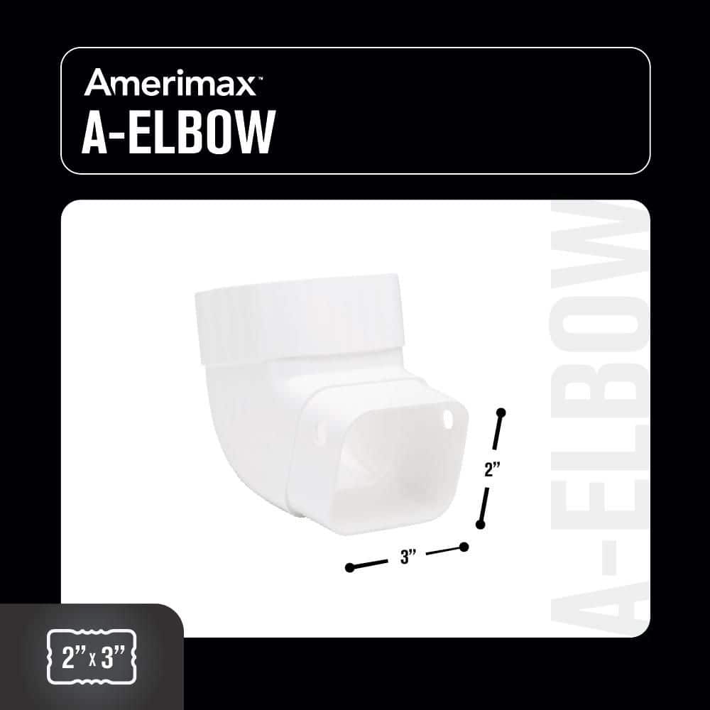 Amerimax Home Products 2 in. x 3 in. White Vinyl Downspout A-Elbow (4)