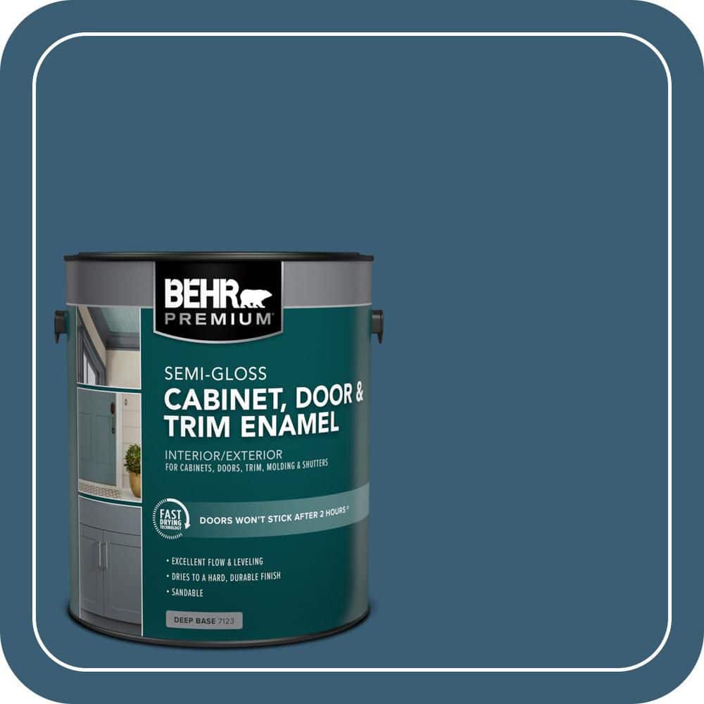 BEHR PREMIUM 1 gal. #S490-7 Superior Blue Semi-Gloss Enamel Interior/Exterior Cabinet, Door & Trim Paint