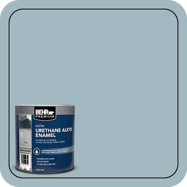 BEHR PREMIUM 1 qt. #BIC-23 Hopeful Blue Satin Enamel Urethane Alkyd Interior/Exterior Paint (2)