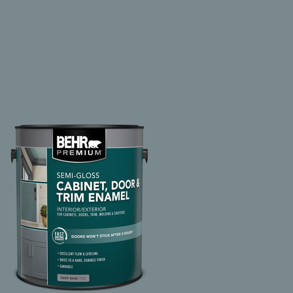 BEHR PREMIUM 1 gal. #AE-41 Diplomat Blue Semi-Gloss Enamel Interior/Exterior Cabinet, Door & Trim Paint (1)