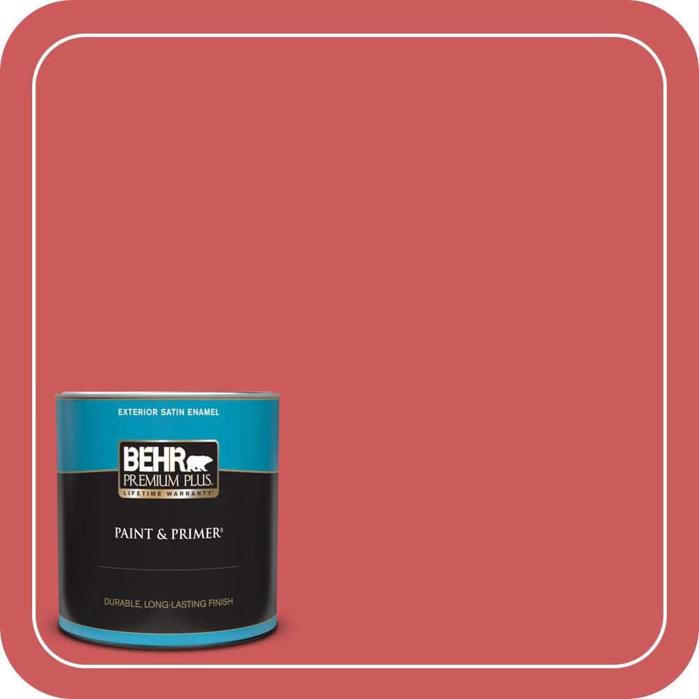 BEHR PREMIUM PLUS 1 qt. #P160-5 Pinkadelic Satin Enamel Exterior Paint & Primer