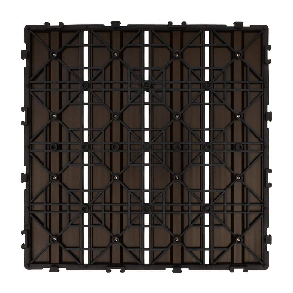 CREATIVE SURFACES 1 ft. x 1 ft. Grooved Composite Deck Tile in Spruce (12 Per Case) (3)