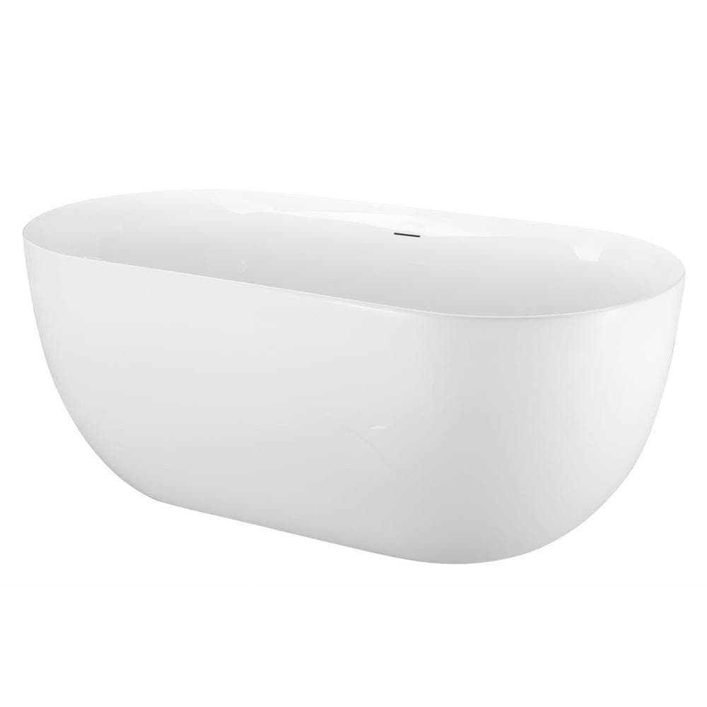 Boosicavelly 67 in. x 31 in. Acrylic Freestanding Soaking Bathtub with Center Drain in White (3)