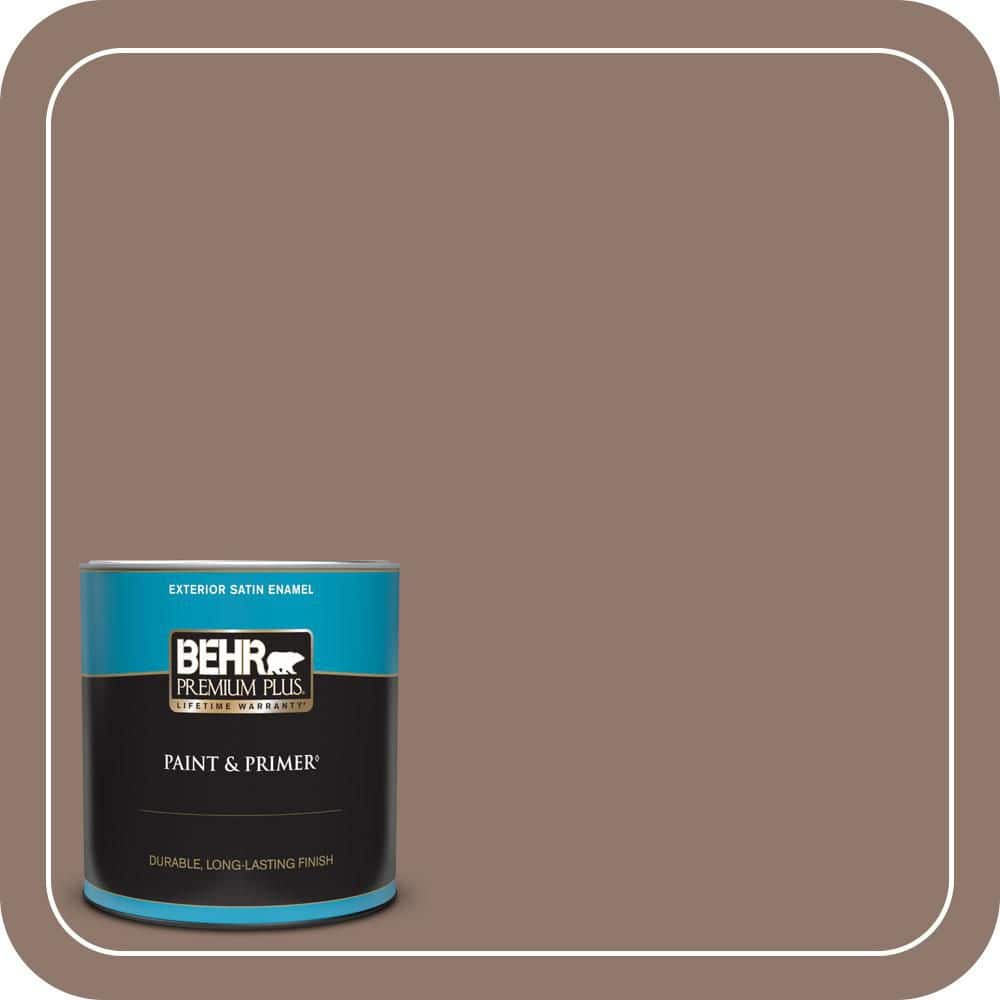 BEHR PREMIUM PLUS 1 qt. #N170-5 Chocolate Heart Satin Enamel Exterior Paint & Primer