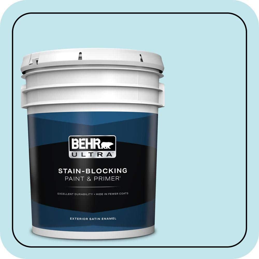 BEHR ULTRA 5 gal. #520A-2 Ice Flower Satin Enamel Exterior Paint & Primer