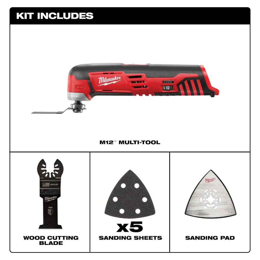 Milwaukee M12 12V Lithium-Ion Cordless Oscillating Multi-Tool & Multi-Tool Oscillating Blade Kit (5-Piece) (2)
