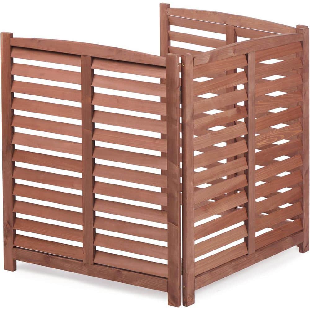 Unbranded 2.5 ft. x 3 ft. Brown Solid Wood Fence, Suitable for an Air Conditioner Enclosure Fence Application