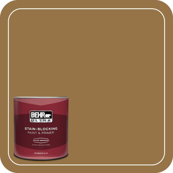 BEHR ULTRA 1 qt. #S300-7 Rococo Gold Extra Durable Flat Interior Paint & Primer (2)