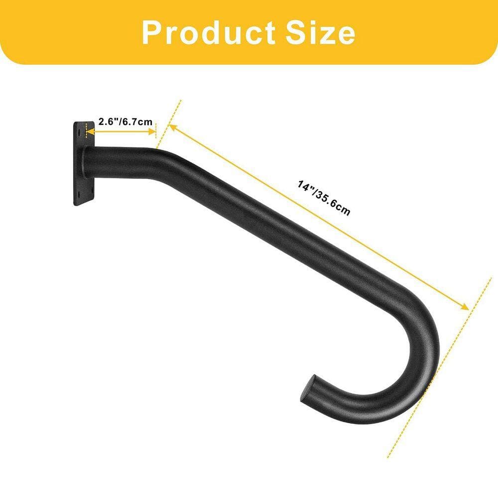Unbranded 1.16 ft. 2-Piece Black Metal Handrail Wall Mounted Stair Railing for 1-3 Steps Indoor Outdoor Safety U-Shaped Grip (2)
