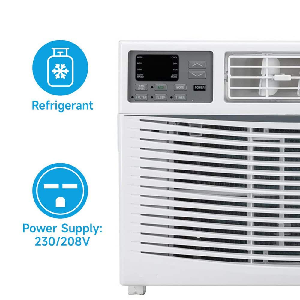 Karl home 18000 BTU (DOE) 230-Volt Wi-Fi Window Air Conditioner Cools with Remote in White (3)