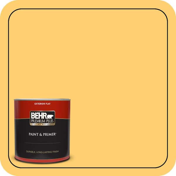 BEHR PREMIUM PLUS #320B-6 Mellow Yellow Flat Interior/Exterior Paint & Primer Color Sample (2)